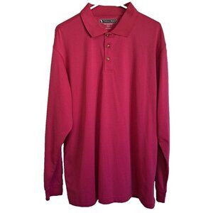 Pebble Beach Men's Magenta XL Long Sleeve Striped Golf Polo Shirt